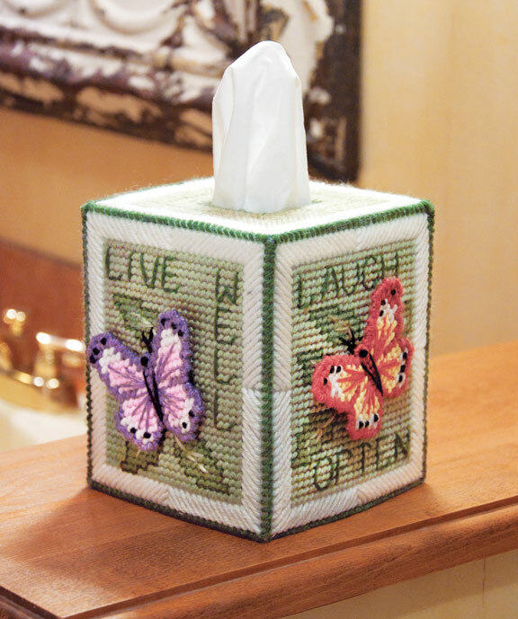Mary Maxim Butterfly Tissue Box Cover Plastic Canvas Kit