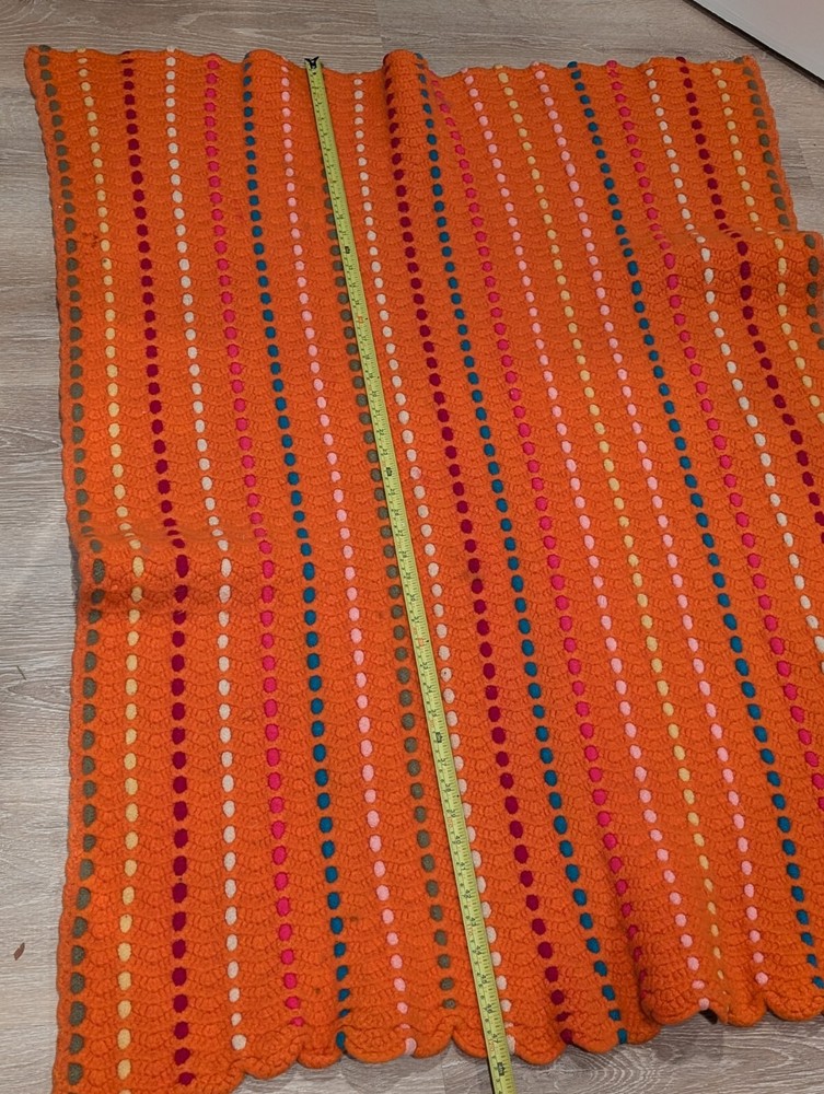 Orange Stripes Crocheted Throw Blanket 48" x 36"