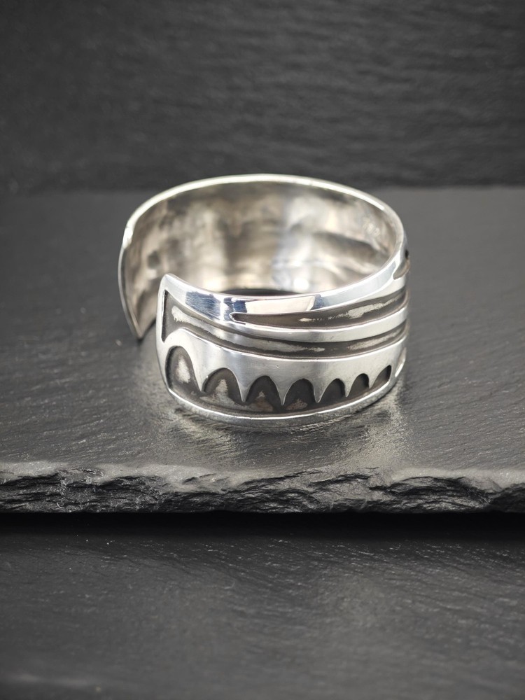 Native American Overlay Cuff Sterling Silver Bracelet