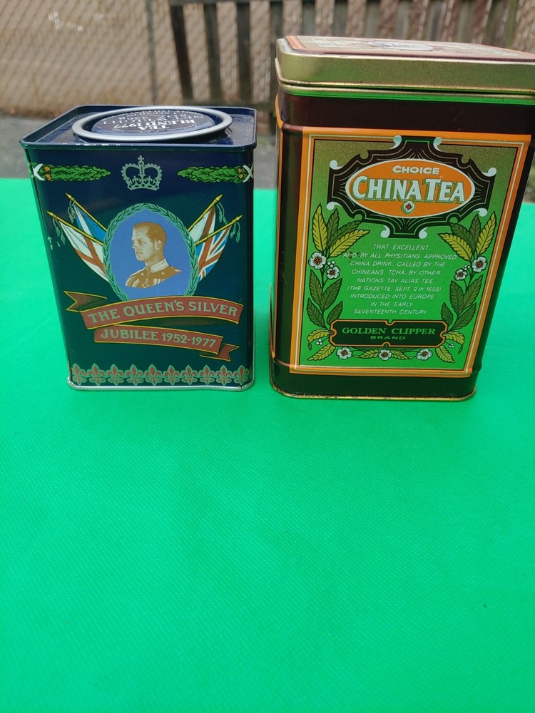2 X Vintage Tea Tins England Empty Nice
