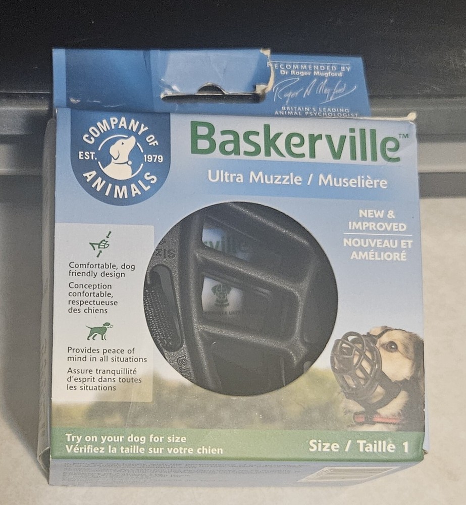 Baskerville Ultra Muzzle for Small Dogs Size 1 Adjustable Straps Black Border