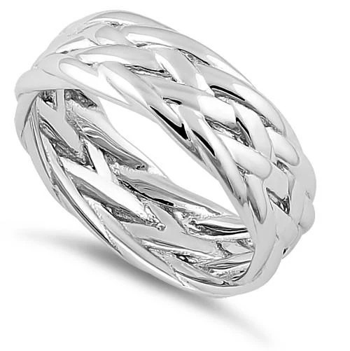 925 Sterling Silver Basket Weave Eternity Band