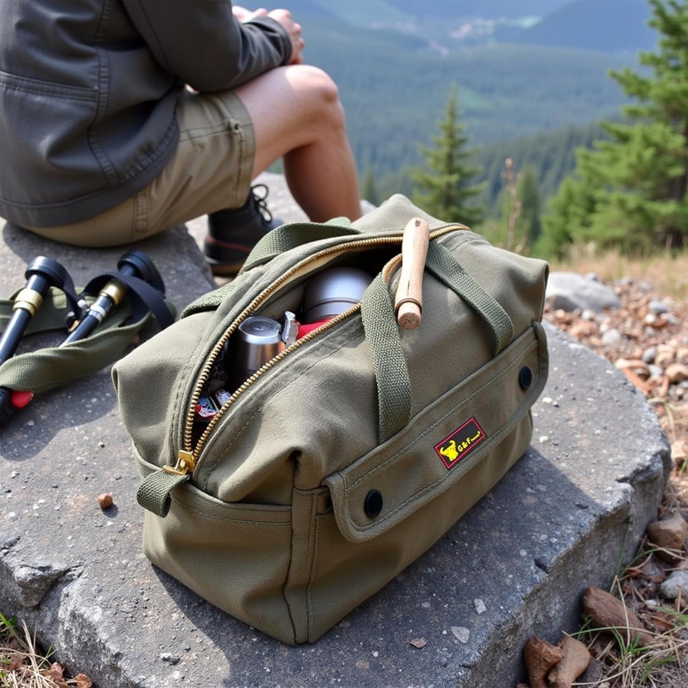 Waxed Canvas Military Duffle Bag Water-Resistant Adjustable Strap Fully Lined