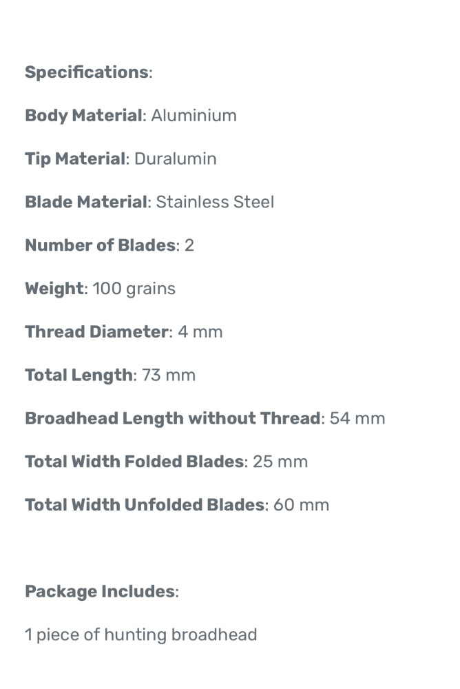 Hunting Broadhead Valiant Hypodermic Axe I