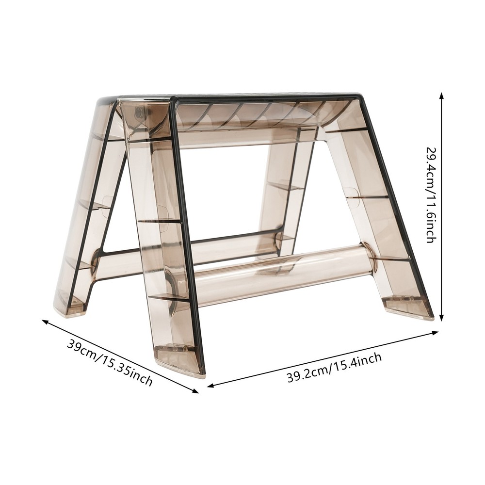 Folding PC Step Ladder, 2 Steps Stool For Indoor Outdoor Library Kitchen, Brown