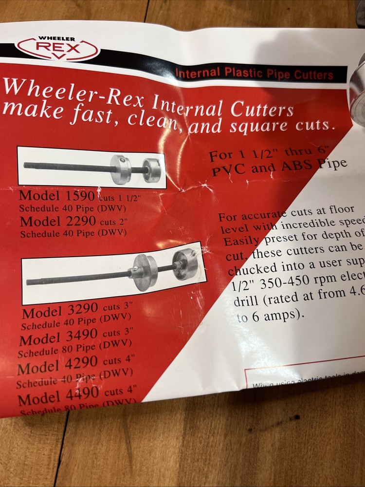 Wheeler -Rex 2” Internal Plastic Pipe Cutter