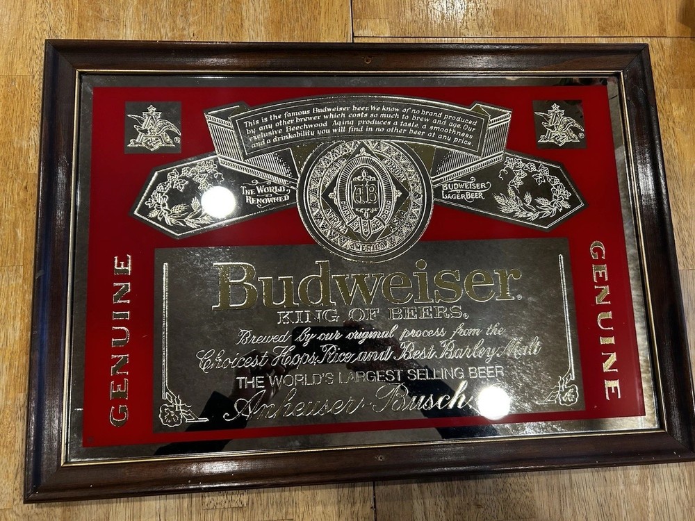 anheuser busch framed mirror 1988