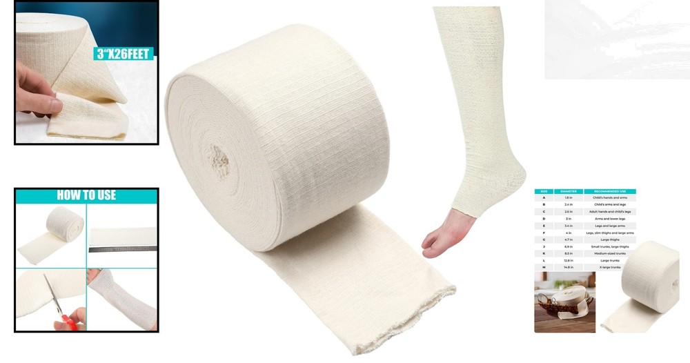 Cotton Compression Wrap Roll - Size D for Wound Dressing & Support