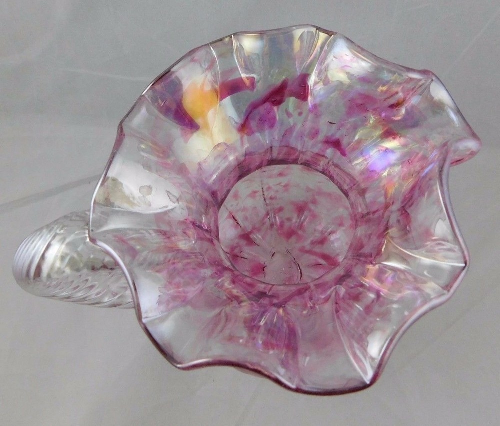 Iridized Ruffle Top with Twisted Handle Pitcher