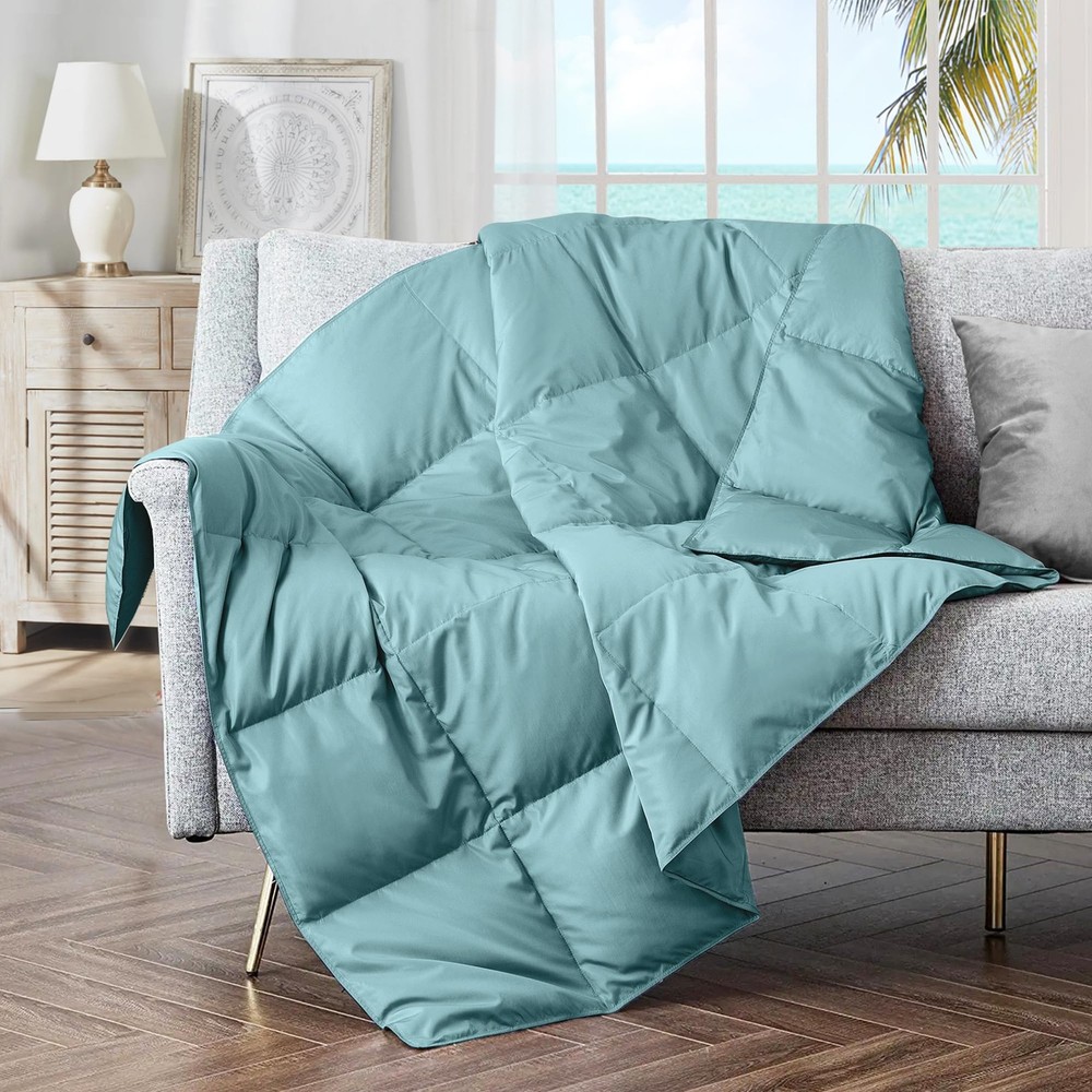 puredown® Soft Feather Down Throw Blanket Lightweight Packable Couch Throw fo...