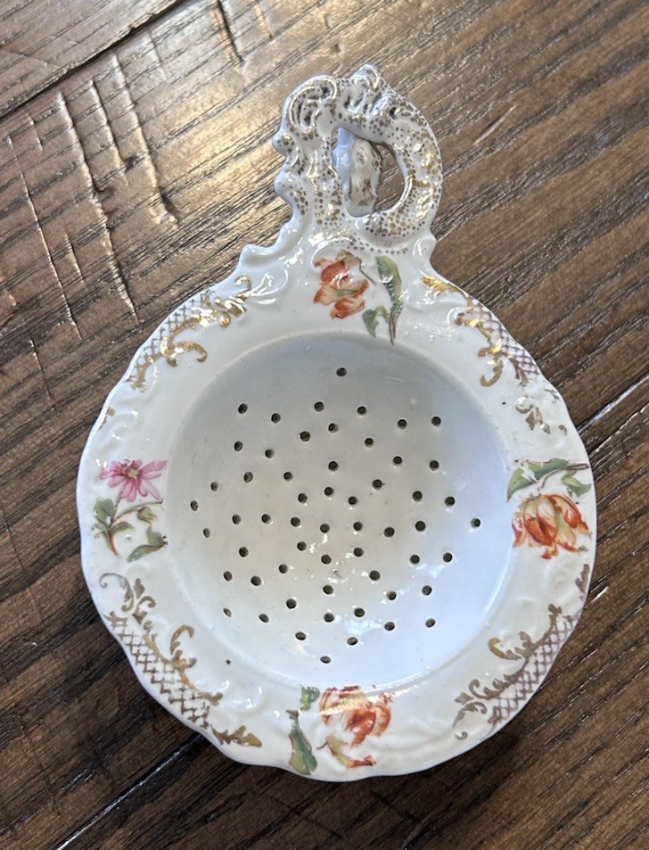 VTG 2pc TEA STRAINER w/ Handle & CUP PROV SXE E.S. GERMANY