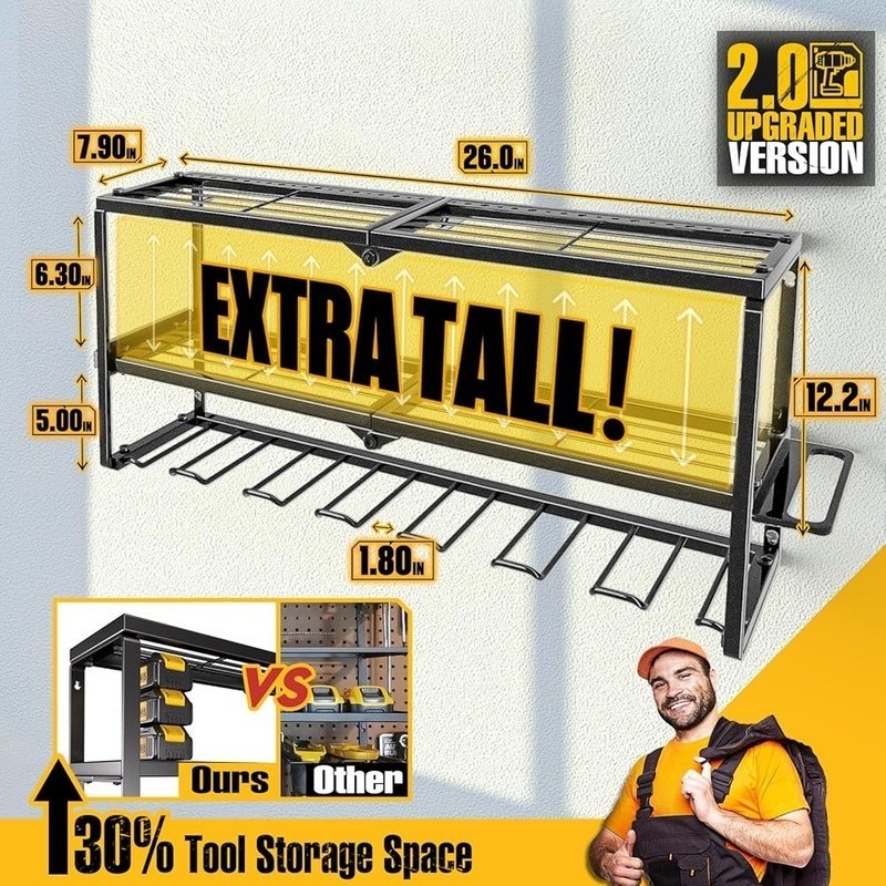 Power Tool Organizer for Tool Storage Drill Holder Wall Mount Garage Tool Shelf