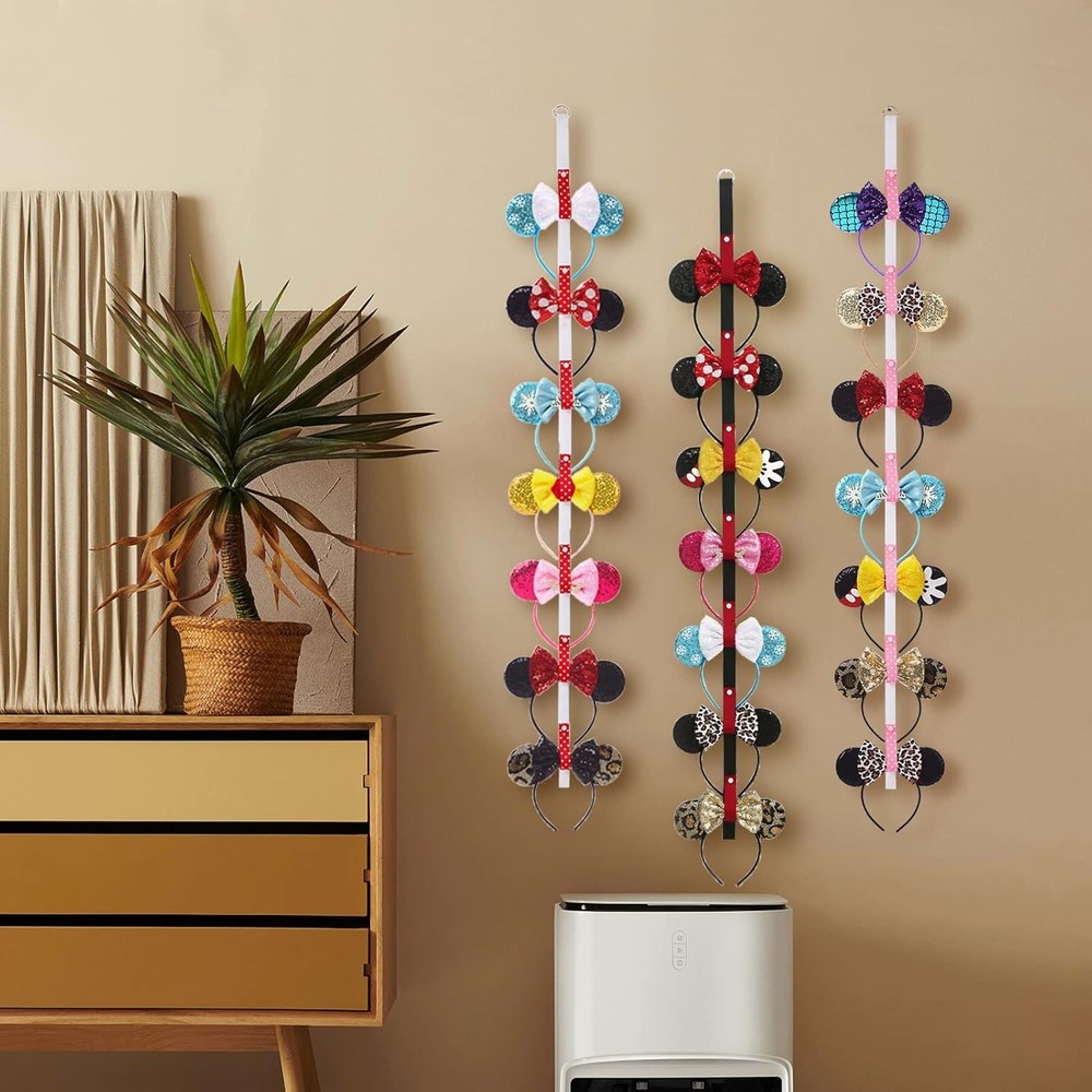 3Pcs Mouse Ears Headband Holder Headpiece Hanger Organizer