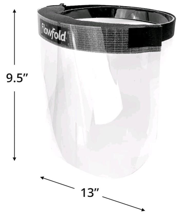 Flowfold 4-Pack Face Shield Masks - Protective Face Shields, Full Face Clear...