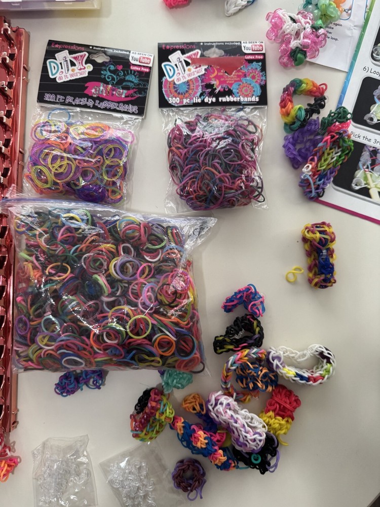 Huge Rainbow Loom Lot Cases Tools Some New Some Made Instructions #2