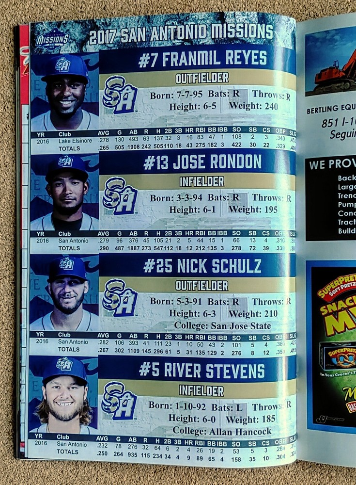 2017 San Antonio Missions Program/Player Photos/Schedule ~ '16 Guide Trea Turner