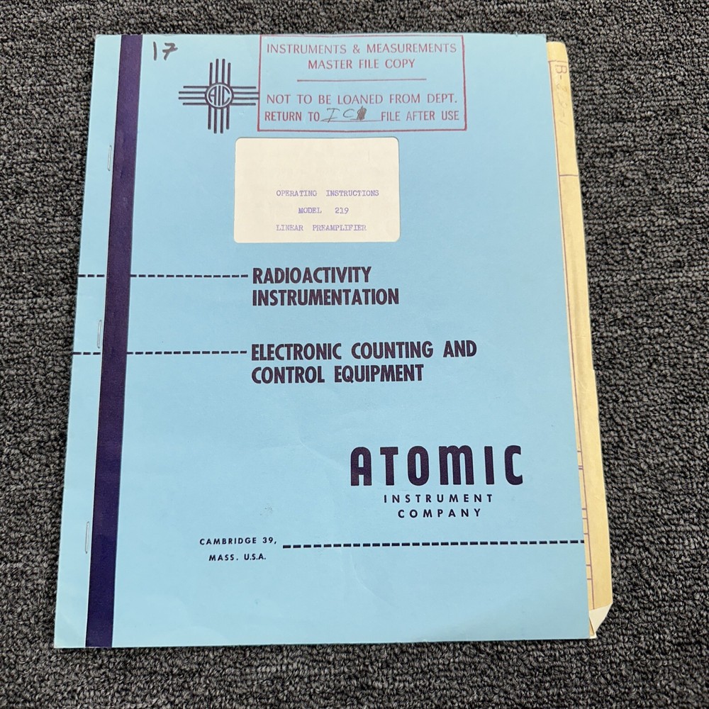 Atomic Instrument Model 219 Linear Preamplifier Operating Instruction