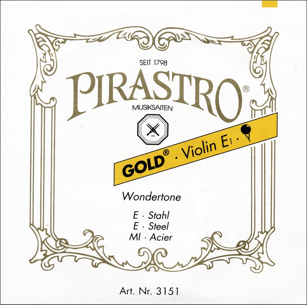 Pirastro Wondertone Gold Label Series Violin E String 4/4 Size Medium Ball End