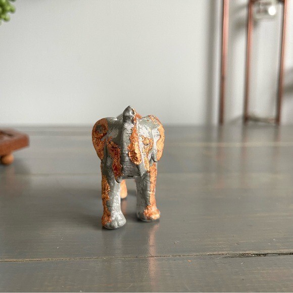 Eclectic Revival Upcycled Hand Painted Miniature Elephant Figurine