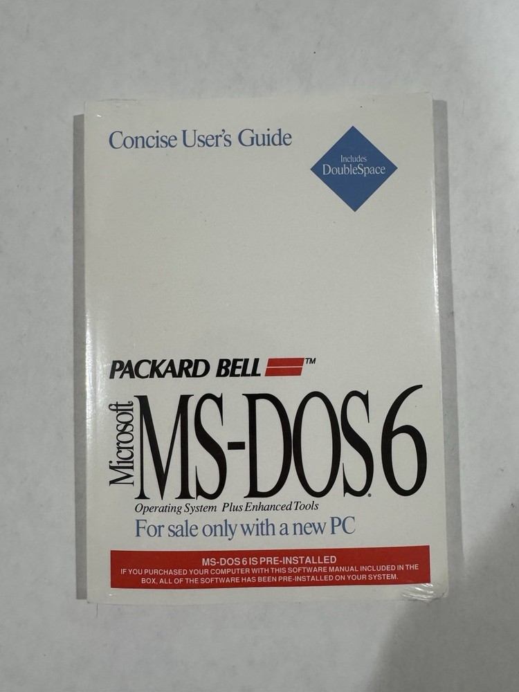 NEW - Microsoft MS-DOS 6.0 Users Guide Reference Packard Bell Book - SEALED