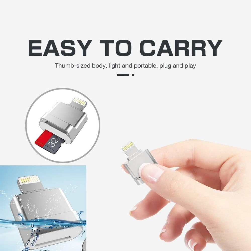 Micro SD Memory Card Adapter Reader For Iphone Ipad, Lightning Micro SD To USB-C