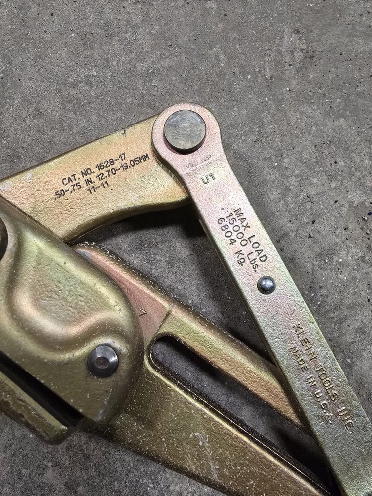 Klein Tools 1628-17 Cable Puller Jaw Grip Style 15,000LB SAFE LOAD 1/2" - 3/4"