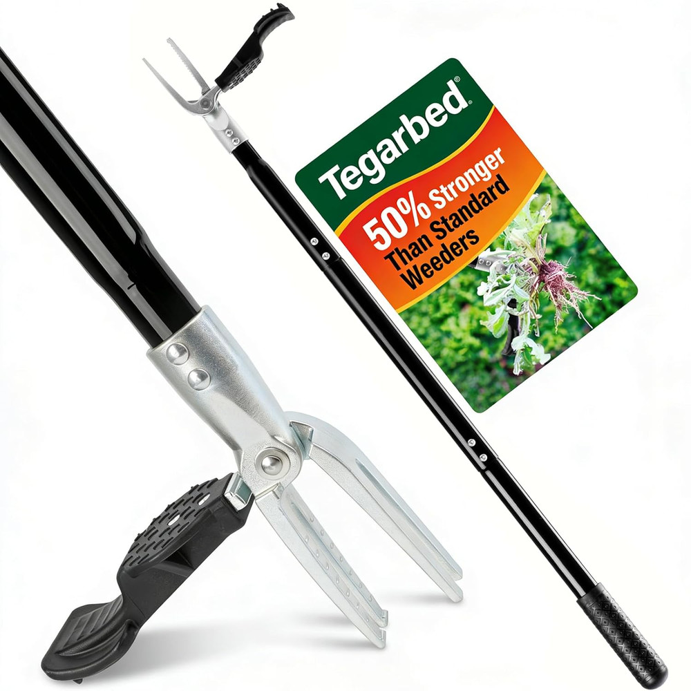 Heavy-Duty 4-Claw Weed Puller Tool with Adjustable Long Handle