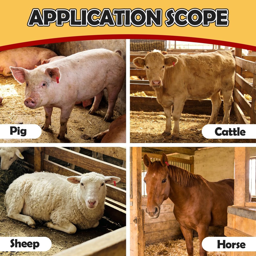 Livestock Ear Tags Numbered with Applicator Tool Kit 100pcs