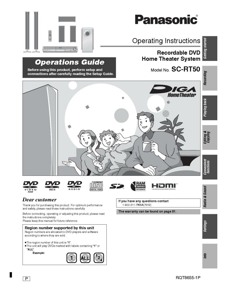 Panasonic SC-RT50 Home Theater System Owners Instruction Manual