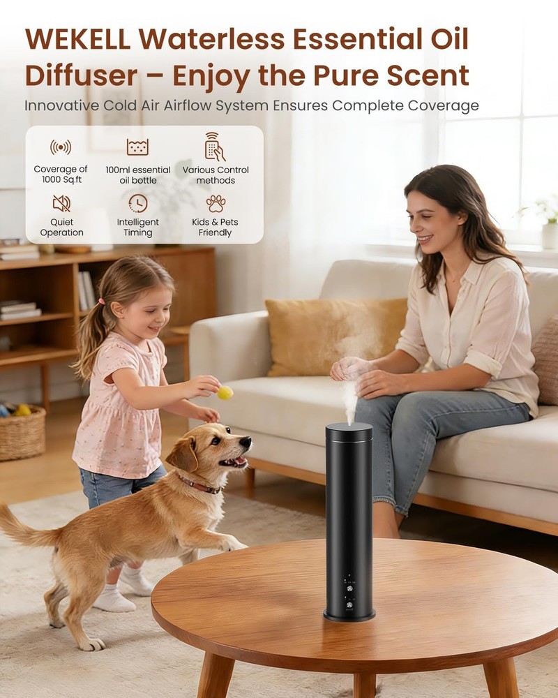 Waterless Essential Oil Diffuser for Large Room, 1000 Sq Ft Coverage, Scent D...