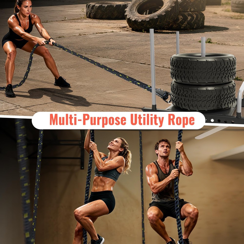 Weight Sled Pulling Rope 15FT/20FT/30FT/40FT, Trainer Physical Training Stren...