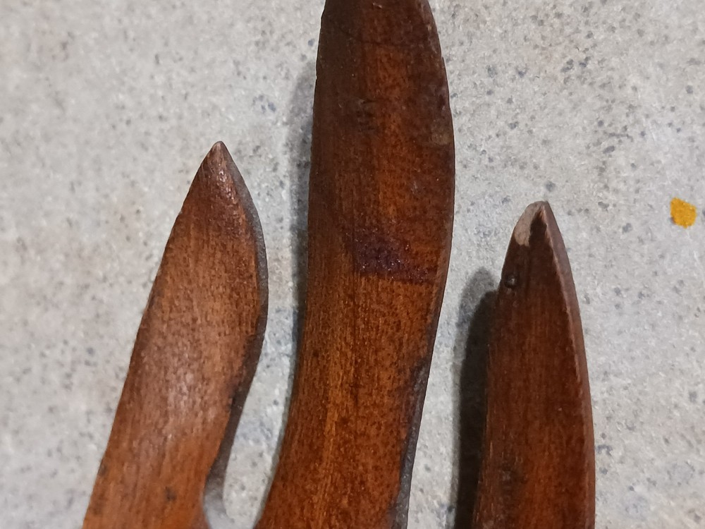 Vintage All Wooden Trident Shaped Salad Server