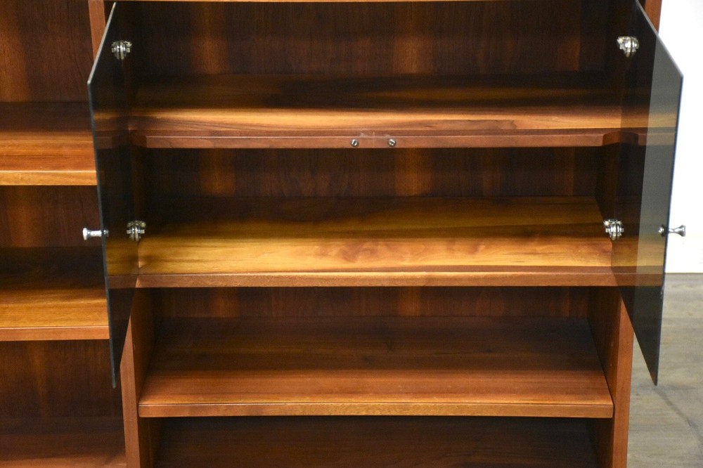 Walnut & Chrome Mid Century Modern Bookcase