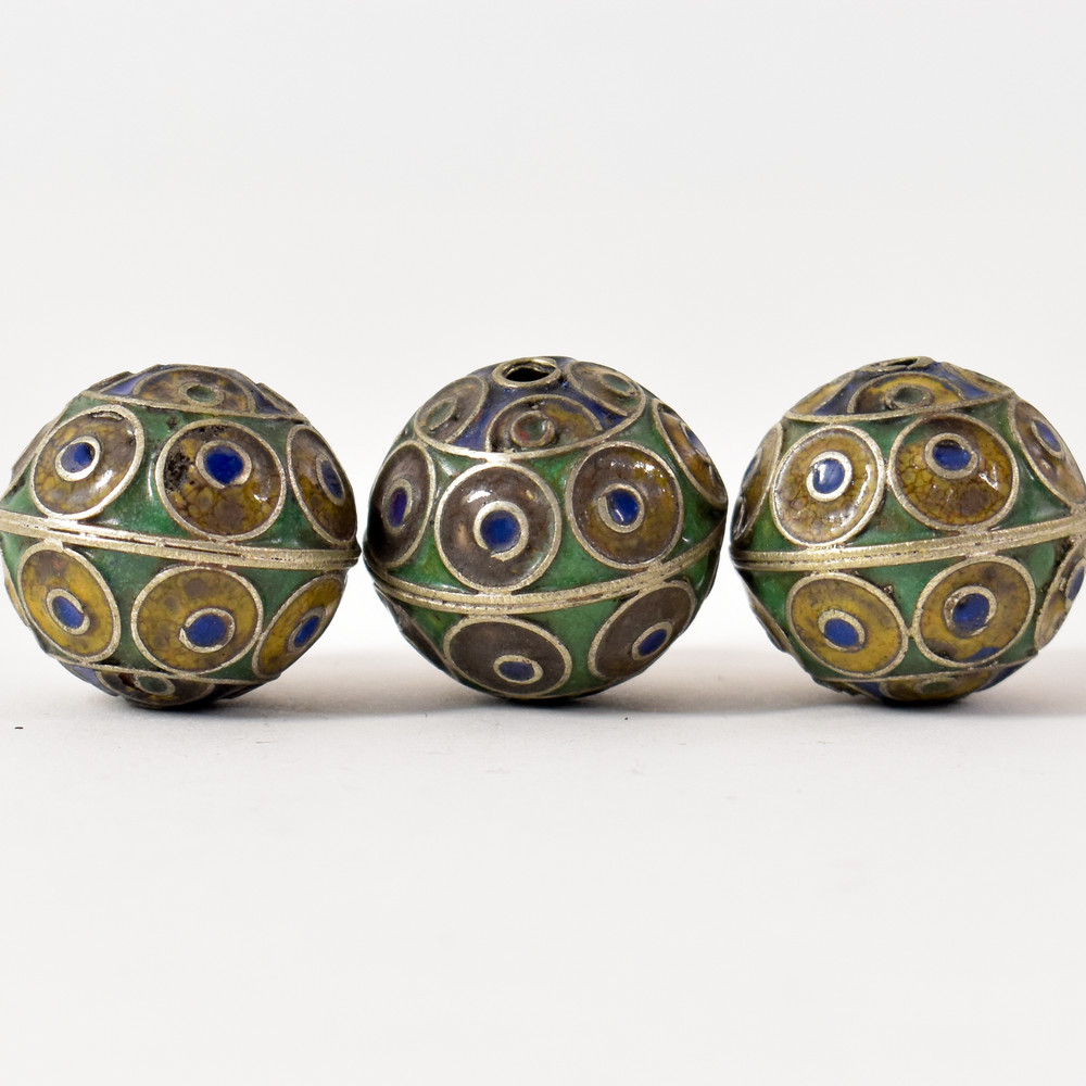 3 Metal Berber Beads Morocco
