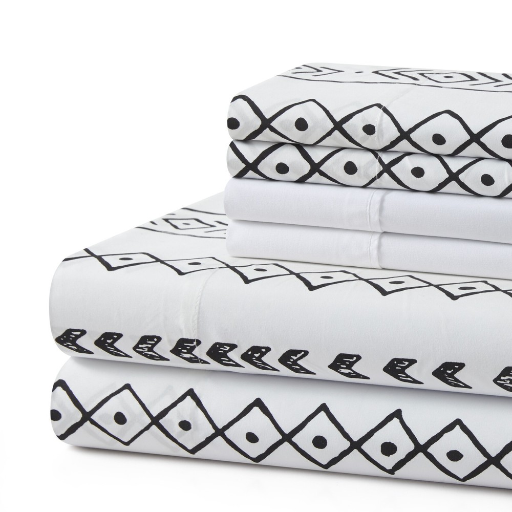 Printed Rayon from Bamboo Deep Pocket 6 Pieces Sheet Set Modern Geometric Double