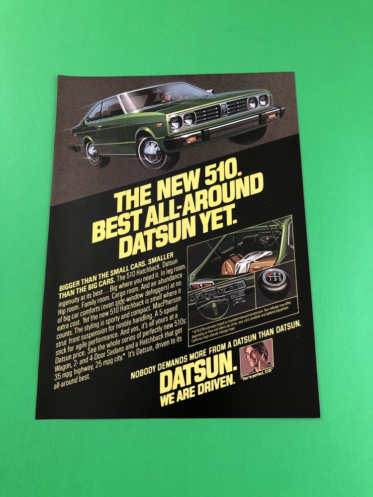 DATSUN 510 HATCHBACK ORIGINAL PRINT AD ADVERTISEMENT PRINTED