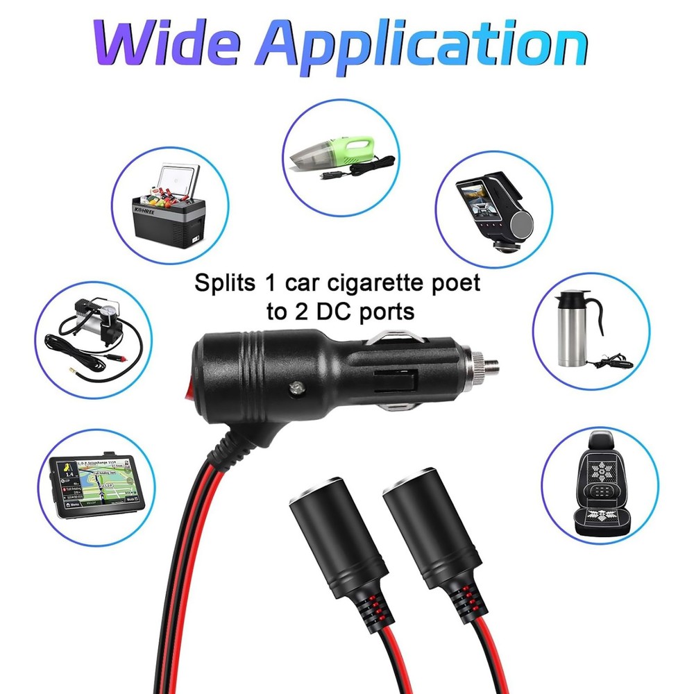 12-24V 10A Input/Output Universal Car Cigarette Lighter Splitter Adapter