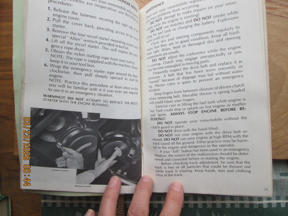 scorpion snowmobile Operator's Manual 1974