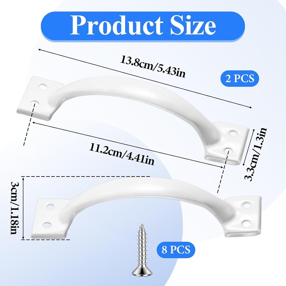 2 Pack Stainless Steel Gate Handle Screen Door White