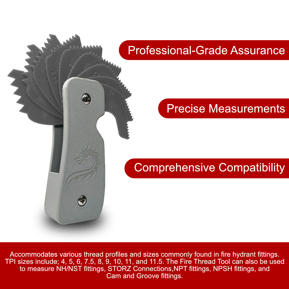 Fire Thread Tool - Hydrant Fitting Thread Gauge Tool for NH/NST, NPT Taper +More