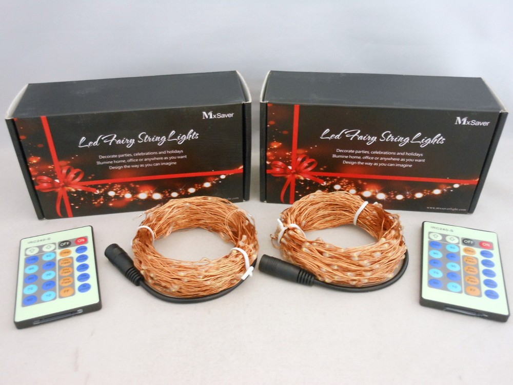 2 Pack Fairy LED Copper Wire String Lights Warm White 66ft 200 LED with Remote