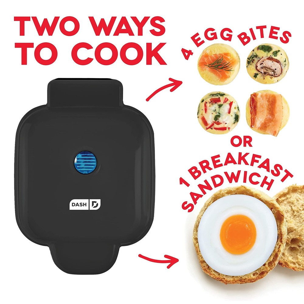 Dash Deluxe Egg Bite Maker - Electric (1 large, 4 mini), Black