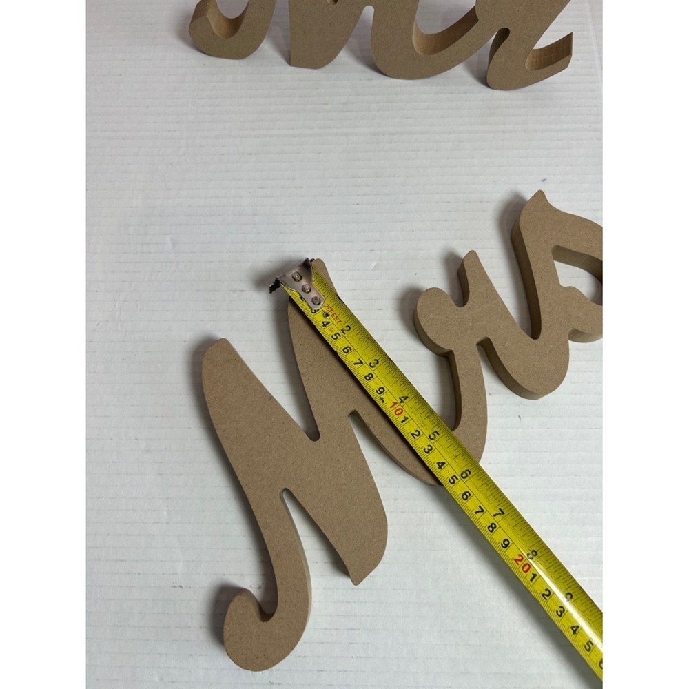 Script 'Mrs Mr' Wooden Table Decor.
