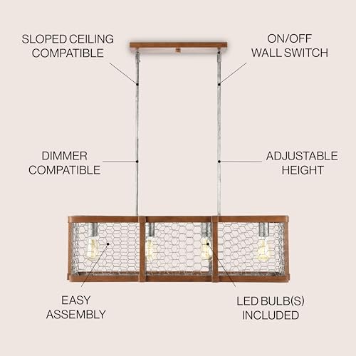 JYL7519A Gaines 34.5" Linear 4-Light Adjustable Iron Rustic Industrial LED