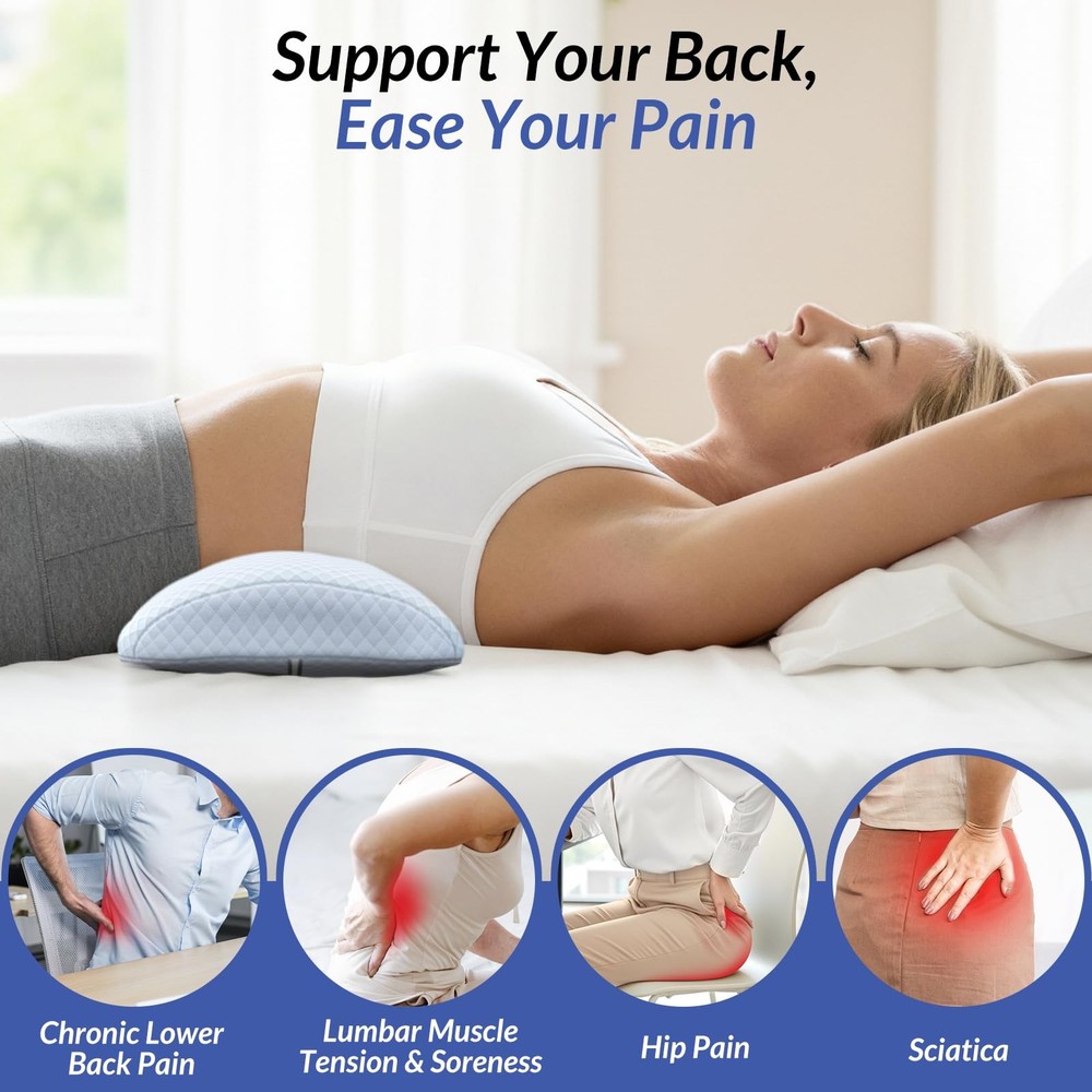 ZIKEE Inflatable Lumbar Support Pillow for Bed with Customized Lower White