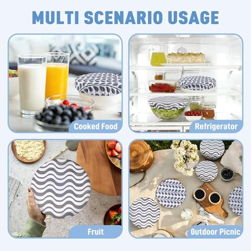 6 PCS Bowl Covers for Bread Proofing, Reusable Elastic Fabric Grey Texture