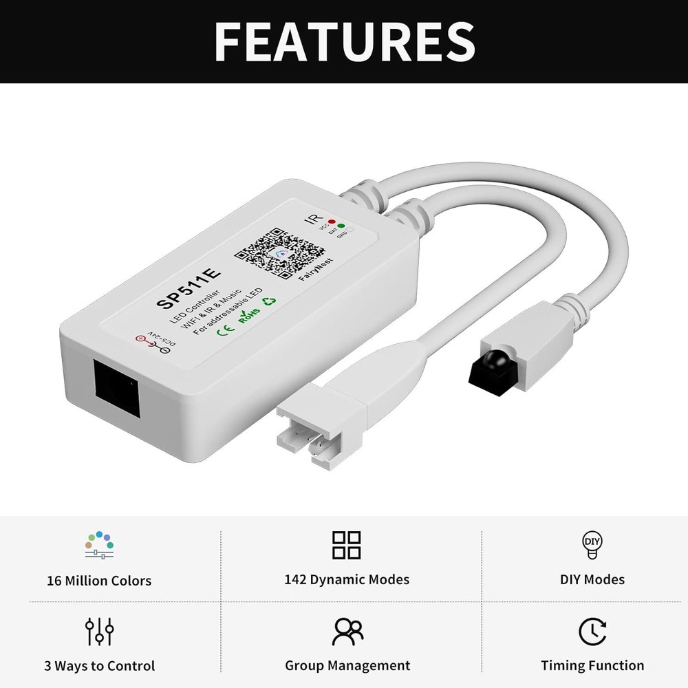 LED Controller SP511E Bluetooth Music App for WS2811WS2812 Addressable LED Light