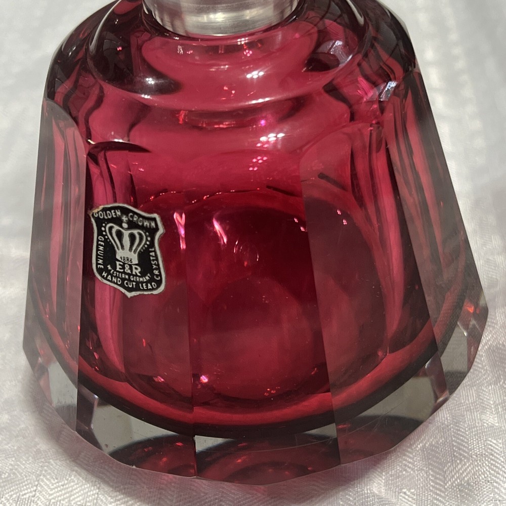 VINTAGE RUBY RED HEAVY CRYSTAL DECANTER- STUNNING!