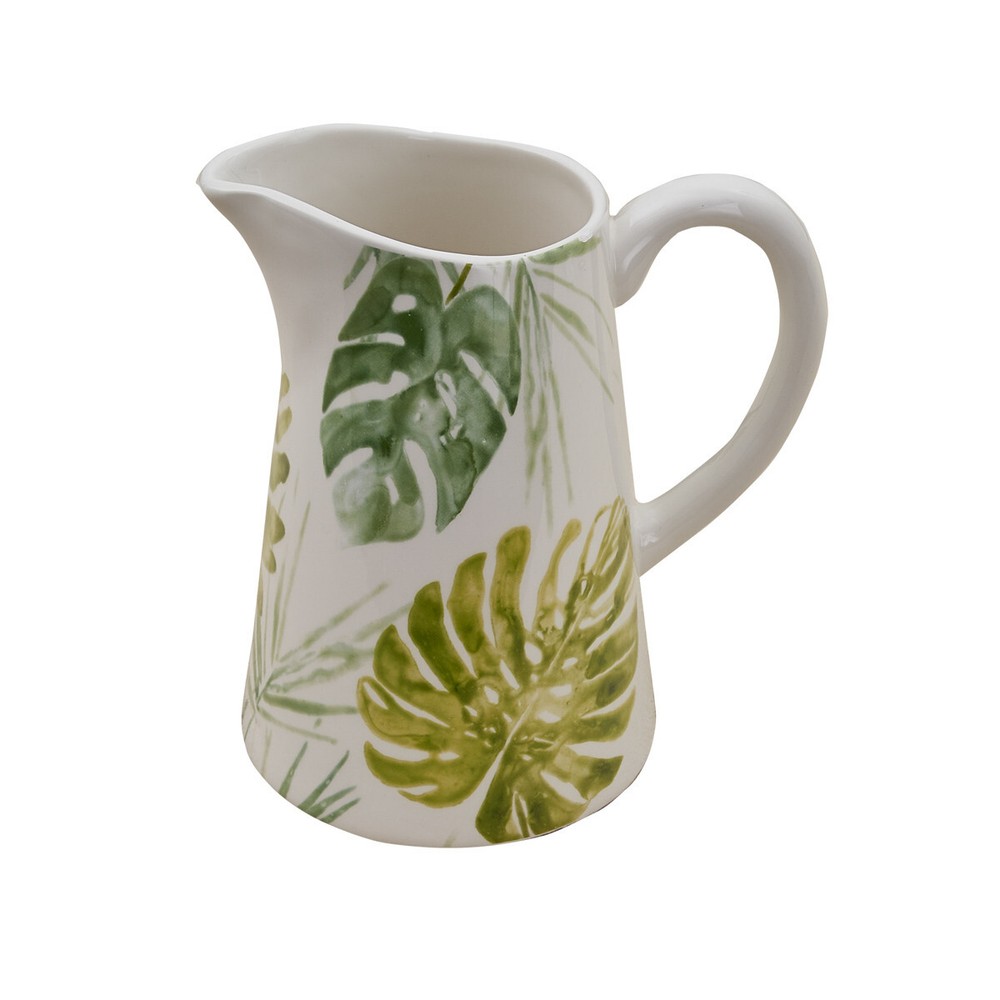 Tropical Leaf Ceramic Pitcher Dining Kitchen