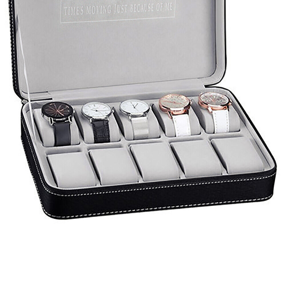 10 Slots Watch Display Case Storage Box Case | Leather Rounded Corner